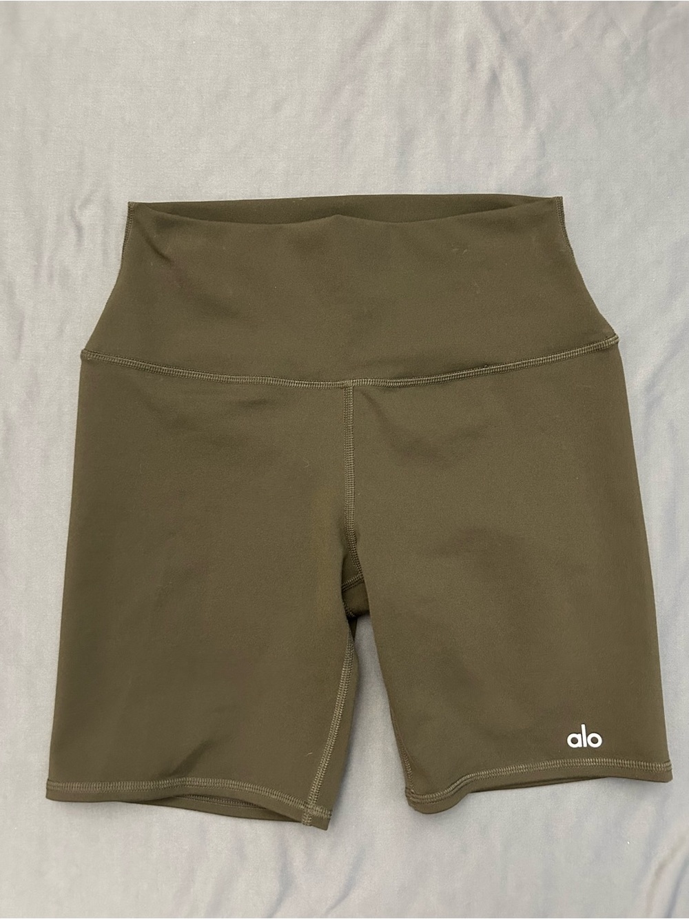 Alo Yoga 7” High Waist Biker Gym Workout Shorts Sz S Green RN#87370